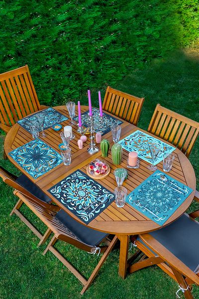 Realhomes Set de 6 piese cu tonuri de albastru Mandala