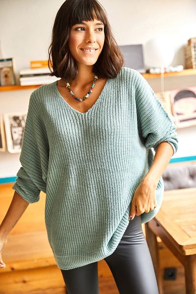Olalook Thessaloniki Strickpullover in Übergröße mit V-Ausschnitt