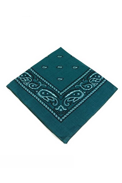Shopiolog Унисекс 100% памук тъмнозелена бандана с етнически мотиви