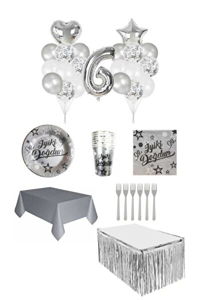 Dipak Silver Color 6 Year Old Birthday Set for 16 People
