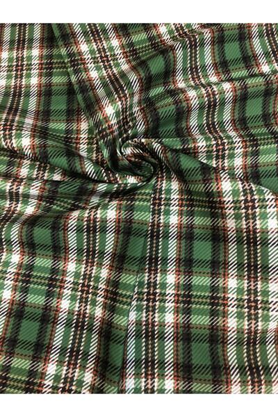 SUZANİ Haki Ekose Desenli Dijital Baskılı Kumaş Kms-1391