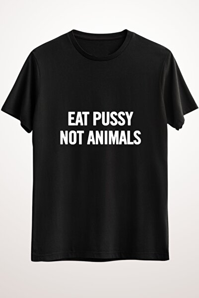 GreenMint Ανδρικό - Ασπρόμαυρο Essential T-shirt, κολύμβηση με "Eat Pussy Not...