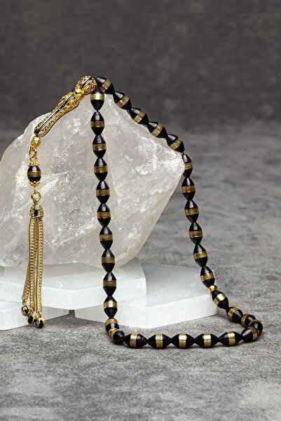 OTTOTESBİH Men's Gift Gold Plated Filigree Imame Embroidered Kuka Rosary with Tassel Set