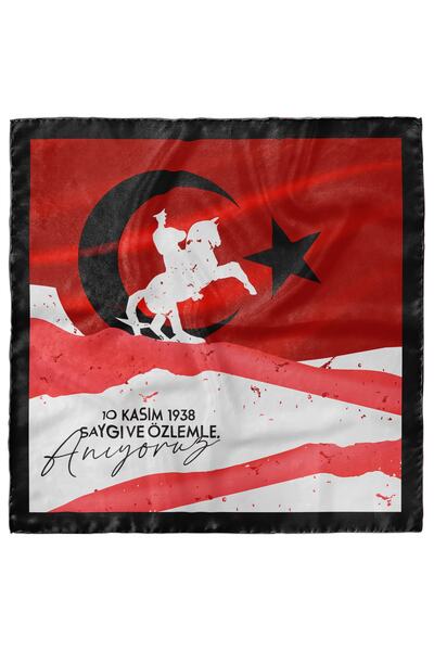Modabutik Bandană roșie tematică Ataturk 50x50 Producție specială Dg7621-22