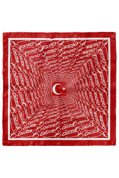 Modabutik Bandană roșie tematică Ataturk 50x50 Producție specială Dg7593-22