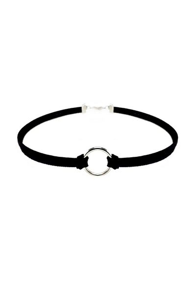 Bijustore Black Color Suede Women's Round Choker Necklace