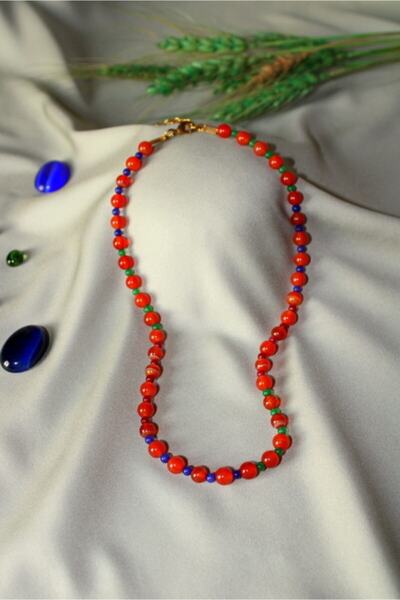 DURAN TAKI TASARIM Carnelian (doğal Akik )taşlı Kadın Kolye