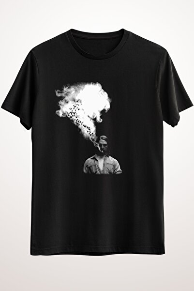 GreenMint تي شيرت رجالي أسود من Rustin Cohle From True Detective Smoking A Ci...