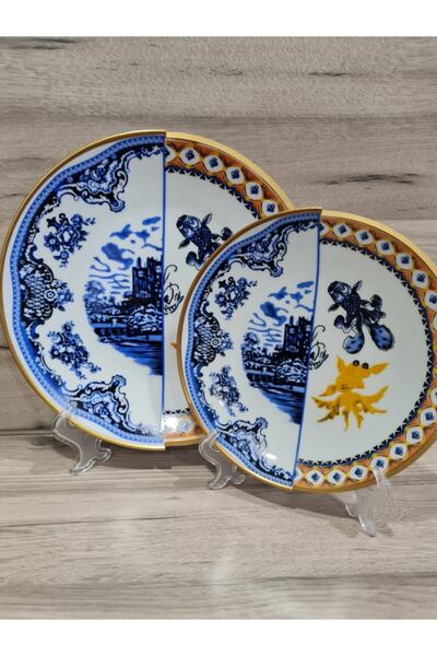 EMİRA HOME Hybrıd-1 -6 Kişilik Çift Desenli Pasta Ve Servis Seti