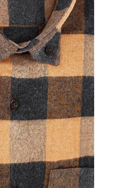 Varetta Чоловіча коричнева картата класична сорочка з коміром на ґудзиках для зими