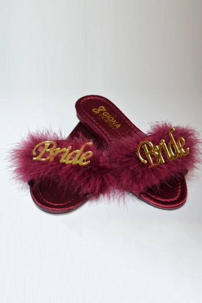 GIONA Women's Furry Bride Bridal Slippers