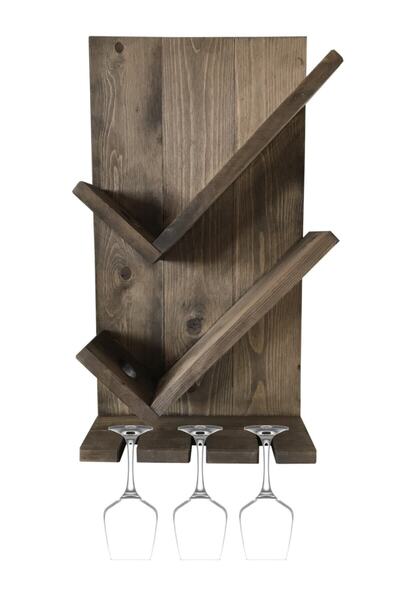 Genel Markalar Dekoratif Rustic Masif Ahşap Modern Şaraplık Içki Standı Duvar...