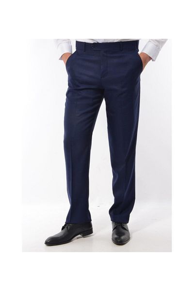 Brango Men's Navy Blue Fabric Trousers