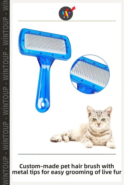 Wintoup Custom-Made Pet Hair Removal Comb with Metal Tips for Easy Combing of...