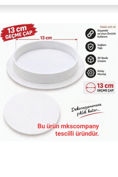 MKSCOM 13 cm Beyaz Soba Baca Kapatma Kapağı Plastik Düz Model