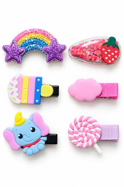 Luckylovelykids Set of 6 Colorful Figurine Hair Clips for Kids and Teen Girls...