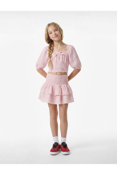 Koton Kız Çocuk Etek 6SKG70019AW PEMBE ÇİZGİLİ