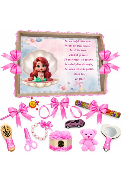 LoreBebe Set Tava Taiere Mot Fete, Tavita Mot, 11 Piese, Model Sirena Magica,...