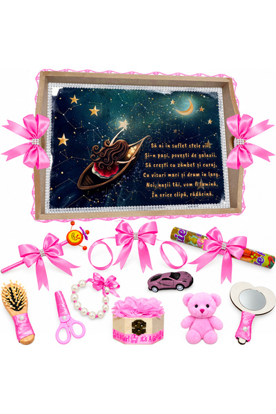 LoreBebe Set Tava Taiere Mot Fete, Tavita Mot, 11 Piese, Model Stele Vii, 32x...