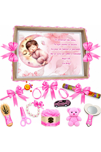 LoreBebe Set Tava Taiere Mot Fete, Tavita Mot, 11 Piese, Model Frumoasa Adorm...