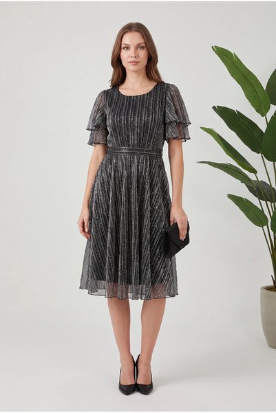 Gorgeaux Rochie Neagra cu Detalii Sclipitoare Freya - L(40)