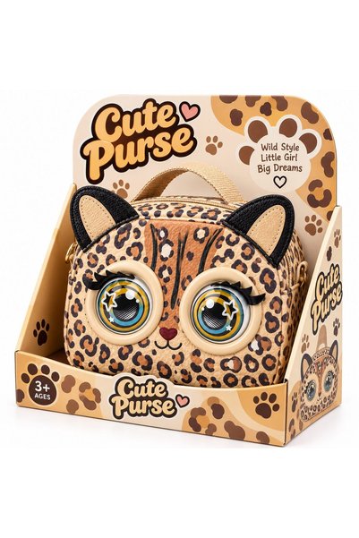 Leski Geantă tip crossbody pentru copii, Leski, Design leopard, Curea de umăr...
