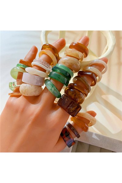 Choice MULTI 30 Piece Bohemian Retro Acrylic Resin Ring Combination Set for W...