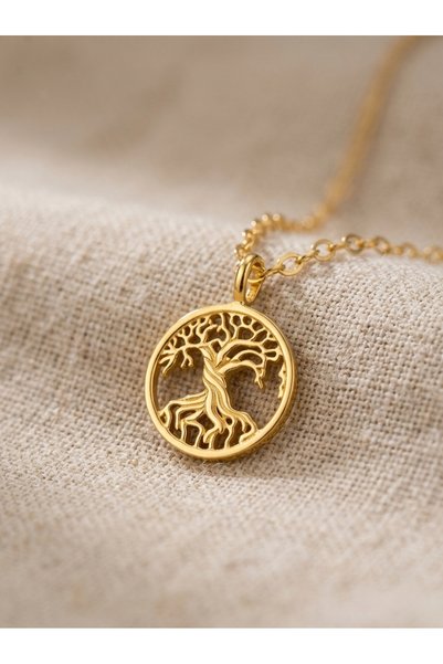 MEK JEWELRY Hayat Ağacı Minimal Kolye – Gold / Silver Renk Minimal Tasarım Bi...
