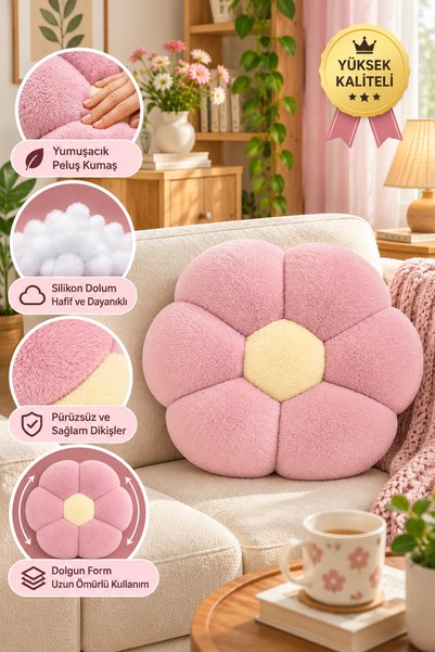 Özgüner Oyuncak Şık Tasarımlı Peluş Papatya Kırlent - Ev Dekorasyonuna Uygun ...