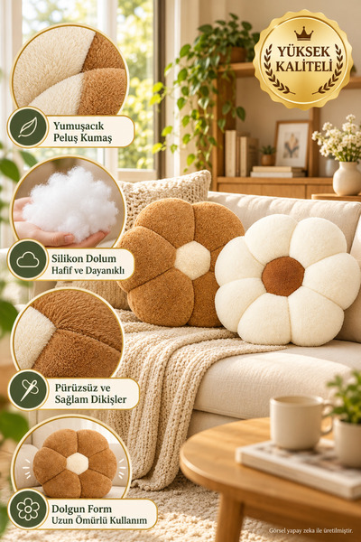 Pabtex Set de perne cu margarete duble, potrivit pentru decorarea casei – Des...