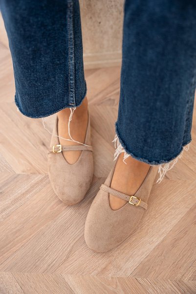 LAMİNTA Velly Mink Suede Buckle Detailed Round Toe Modern Mary Jane Women's B...