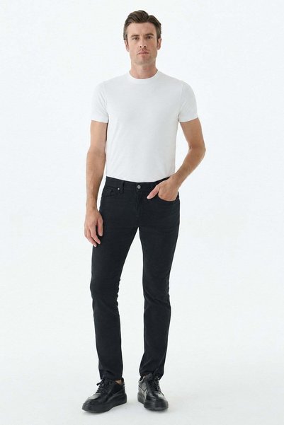 Jakamen Navy Blue Comfort Fit 5 Pocket Canvas Trousers