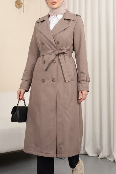 Modamorfo Gefütterter Gürtel-Trenchcoat - Nerzfarben