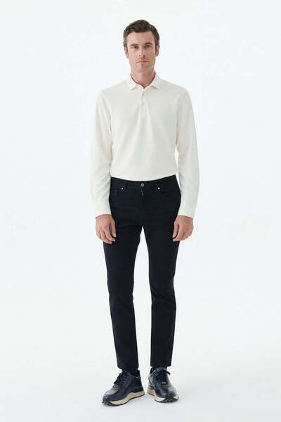 Jakamen Navy Blue Comfort Fit Sports 5-Pocket Trousers