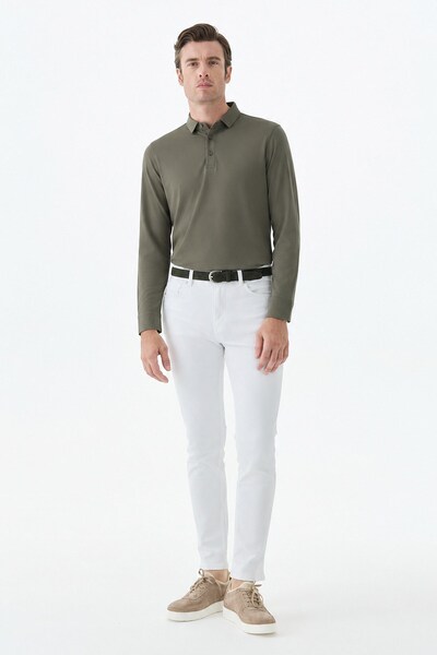 Jakamen Beyaz Slim Fit 5 Cep Kot Pantolon