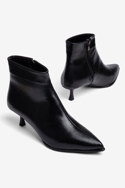 guijarro Women's Black Pointed Toe Kitten Heel Stylish Casual Ankle-Length Boots