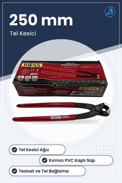 TARER Kerpeten No 250 mm Manuel Hırdavat Pense Tel Kesici Ev Tesisat Demir Bağlama Kesme