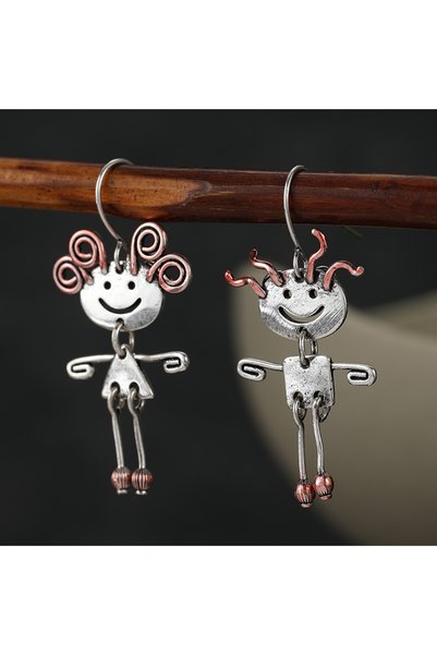 Choice1 G644 Creative Fashion Boy and Girl Pattern Dangle Earrings Women Vint...