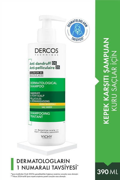 Vichy Dercos Anti-Dandruff Kepek Karşıtı Şampuan Kuru Saçlar 390 ml 869059502...