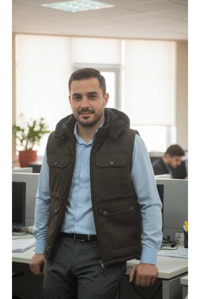 HAMİTOGULLARI Vestă din fleece maro cu glugă, buzunare și buzunare laterale