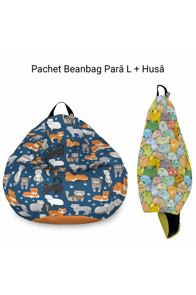 Updeco Pachet: Fotoliu + Husa Puf Bean Bag tip para L, impermeabil, indoor/ou...