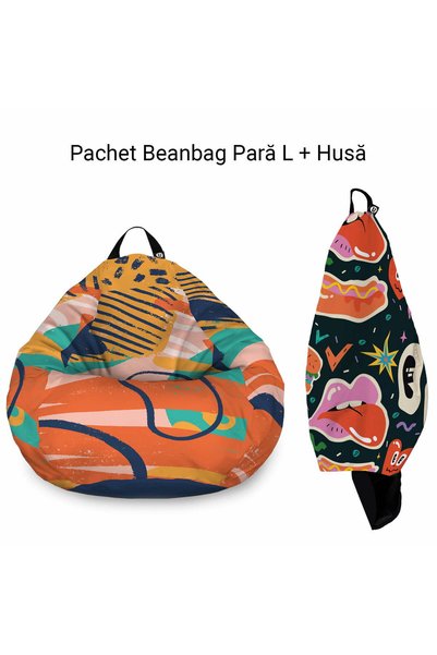 Updeco Pachet: Fotoliu + Husa Puf Bean Bag tip para XL, impermeabil, indoor/o...