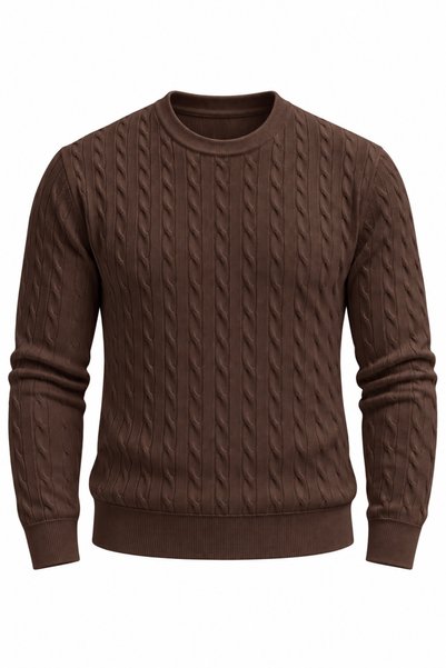 Valiberta Malick Fine Knit Crew Neck Men's Sweater - Brown