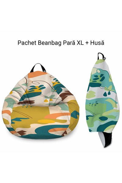 Updeco Pachet: Fotoliu + Husa Puf Bean Bag tip para XL, impermeabil, indoor/o...