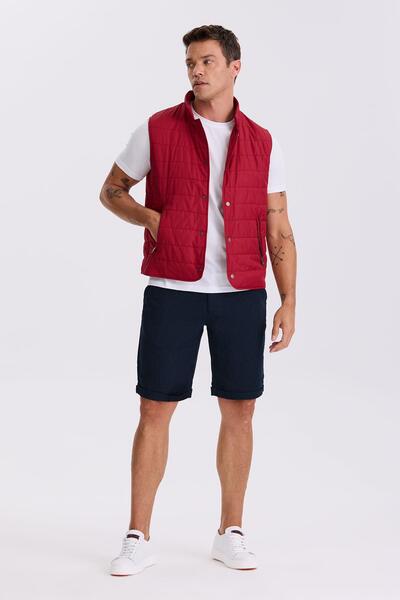 Jakamen Vestă roșie Slim Fit din fibră cu guler Judecător