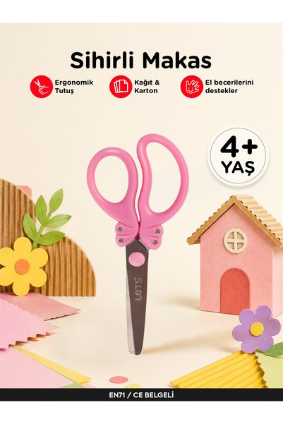 Lets Sihirli Makas – Dekoratif Kenar Çocuk Makası | Let's açık pembe