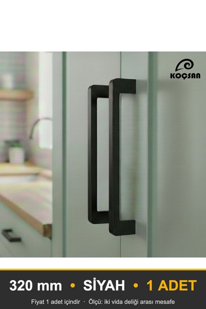 KOÇSAN Hüma Siyah 320 mm Kulp Lüks Country Mutfak Mobilya Dolap Çekmece Kulpu