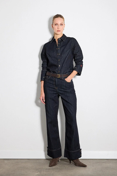 Gusto Hayalperest Koleksiyonu Paçası Düğme Detaylı Geniş Paça Denim Pantolon ...