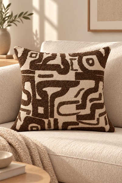 Typoniq Attitude Included Nomad Jacquard Woven Coffee Cushion Cover, 43 x 43 cm