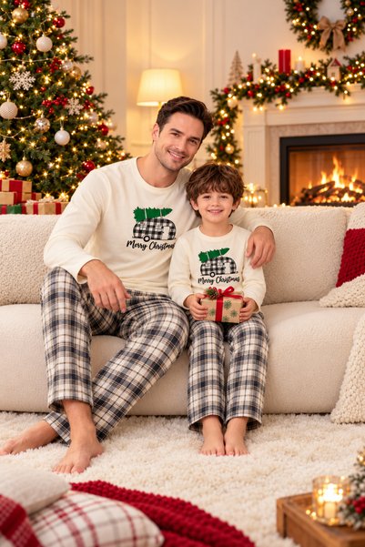 rindahomewear طقم بيجاما عائلي من القطن الفائق، طقم بيجاما للأم والابنة (يُبا...